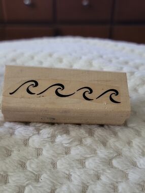 Scroll Or Wave Wooden Rubber Stamp